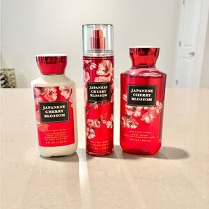 Bath & Body Works Japanese Cherry Blossom 3-Piece Set Lotion Mist Wash Valentine